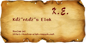 Köntös Elek névjegykártya